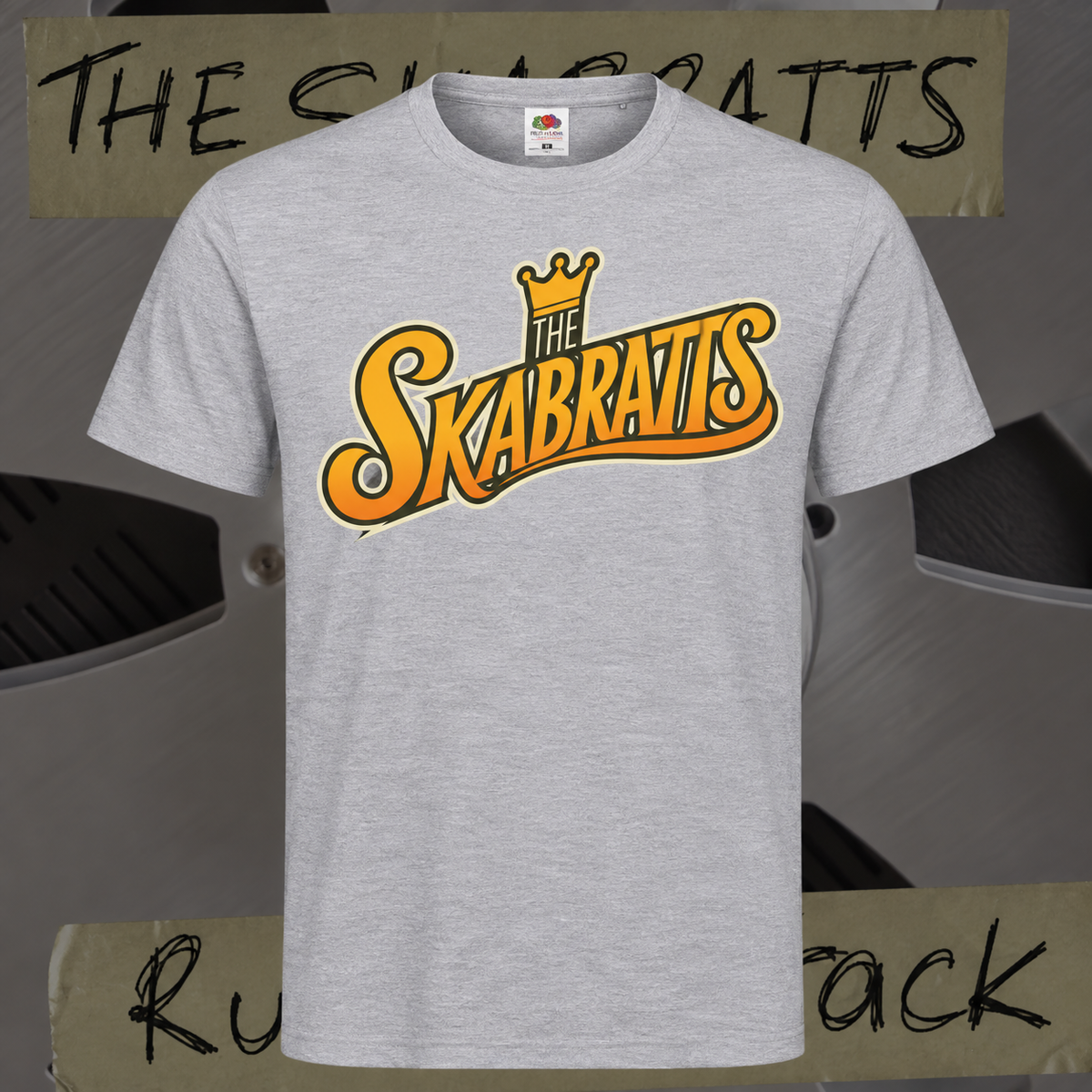 The Skabratts- Orange logo Grey T-Shirt